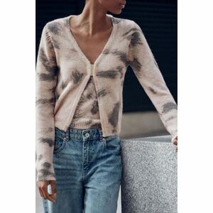 Zara Jacquard Knit Cardigan & Top Set